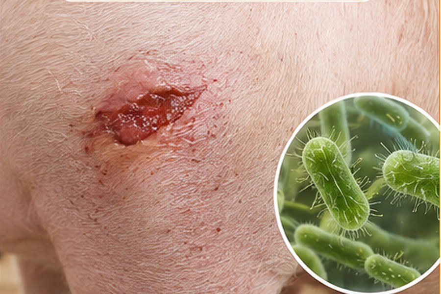 Illustration of wound infection in livestock