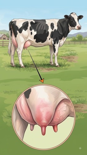 Illustration of mastitis in livestock